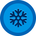 Pequeno símbolo de Ícone com fundo azul com um floco de neve.